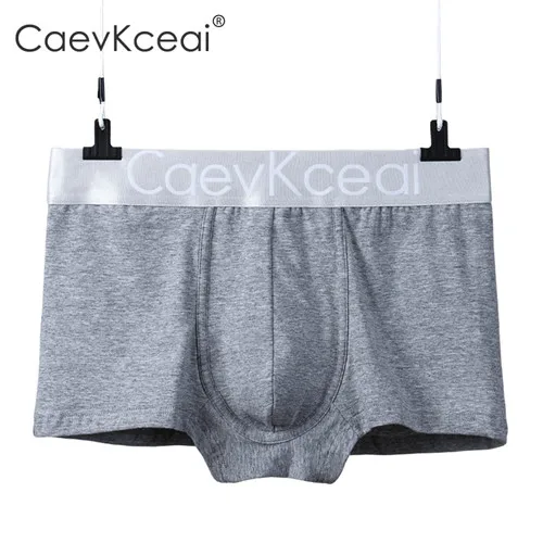 Gray Сексуальные боксеры, мужское нижнее белье, мужские хлопковые трусы, мужские трусы, шорты, нижнее белье, боксеры, шорты, хлопок, одноцветные, calvin cuecas - Color: Gray