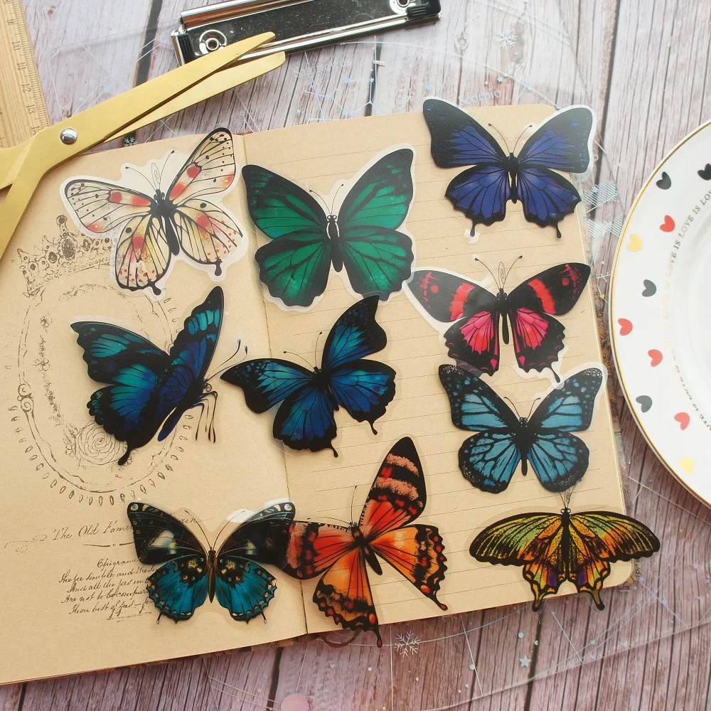28pcs Tropical Rainforest Butterfly Jungle Style PVC Sticker Scrapbooking DIY Gift Packing Label Decoration Tag