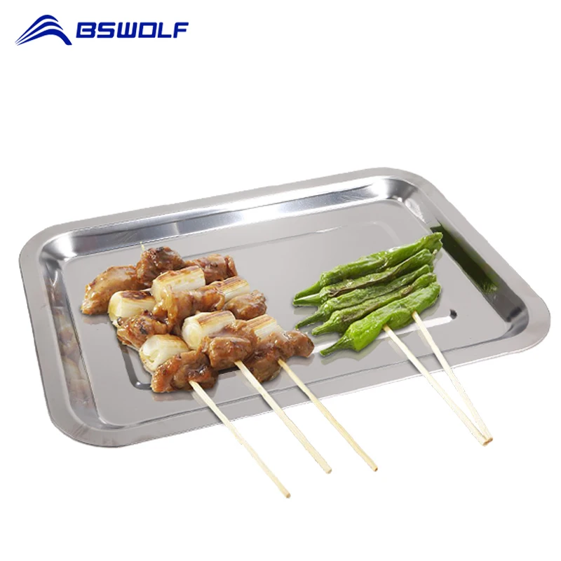 BSWolf 27*20cm Ultra light Outdoor Camping Picnic Plate Stainless Steel