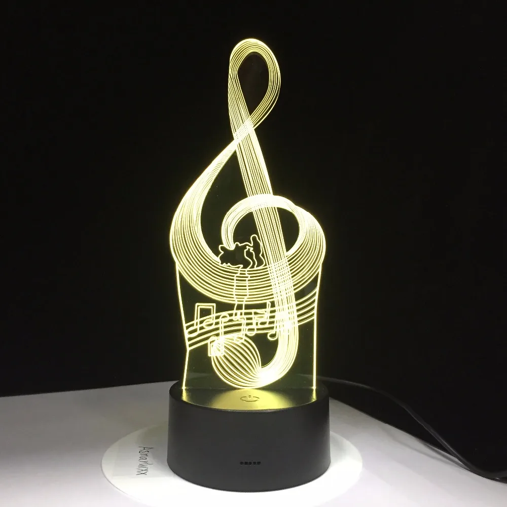Music Notation Note Lamp 3D Night Light Kids Toy LED Touch Table Lamp 7 Colors Flashing Light Party Decorations Drop Ship
