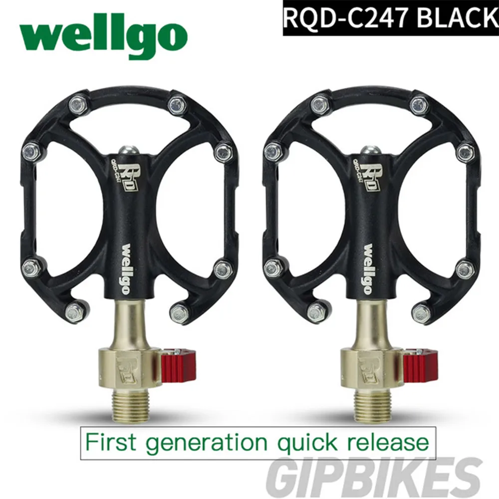

wellgo QRD-C247 Quick Release Bicycle Pedals Road Bike Ultralight Pedal MTB Cycling Bearing Pedals 1th generation
