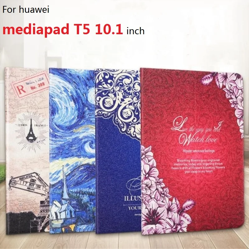 

Ultra Slim PU Leather Case For Huawei MediaPad T5 10.1 inch Anti-fall silk pattern Tablet stand cover for huawei mediapad T5 10"
