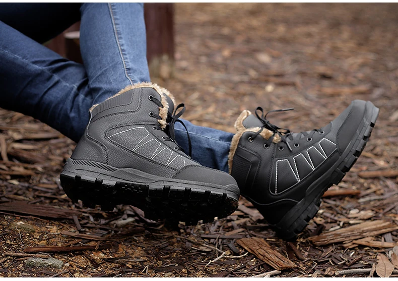 Mens Ankle Boots' Casual Military Snow Boots Men Waterproof Black Winter Boots Men Shoes Warm Fur Snow Boots' Mens Large Size 47 (11)