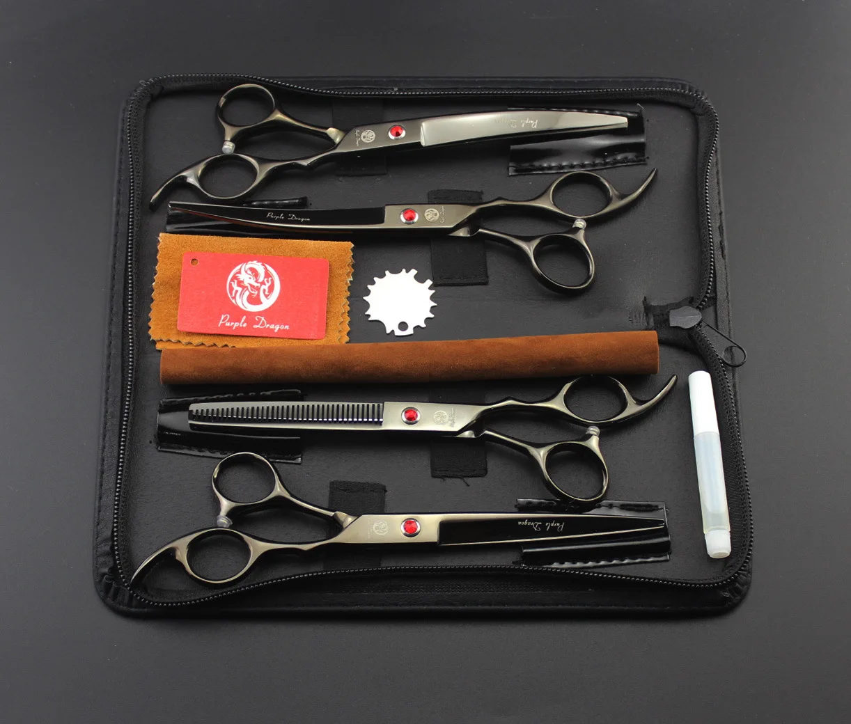 

Purple Dragon7.0 inch Professional Barber Hair Cutting Scissor Thinning Scissor 440C