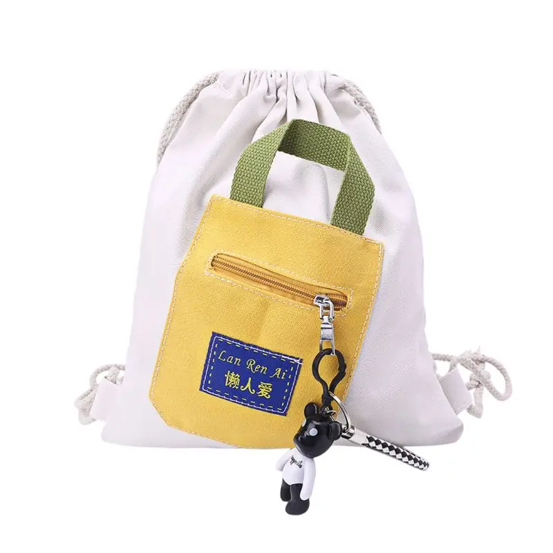 Canvas String Drawstring School Backpack Bag Cinch Sack School Tote Gym Bags Sport Pack