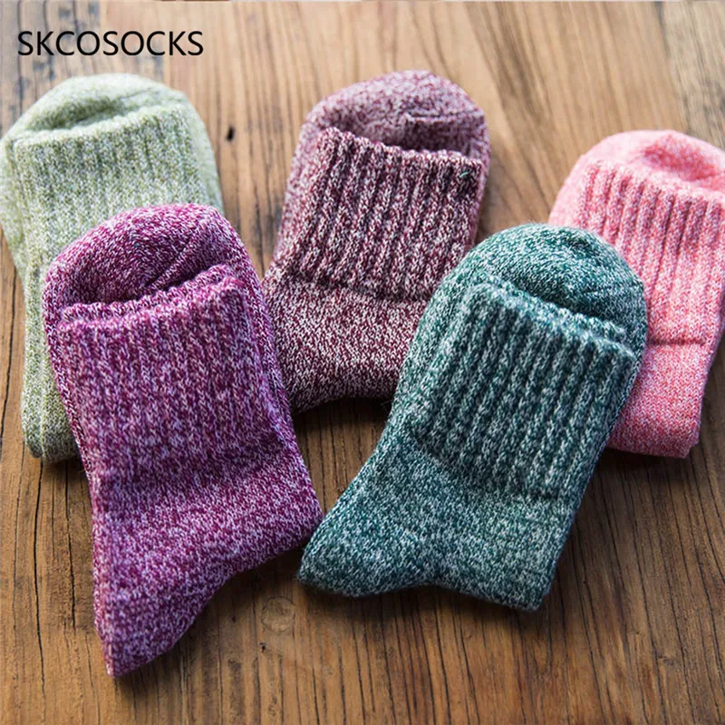 

Winter Women's Socks Thicken Candy Color Warm Tube Sock For Female Girl Knitted Cute Harajuku Casual Short Socks Meias