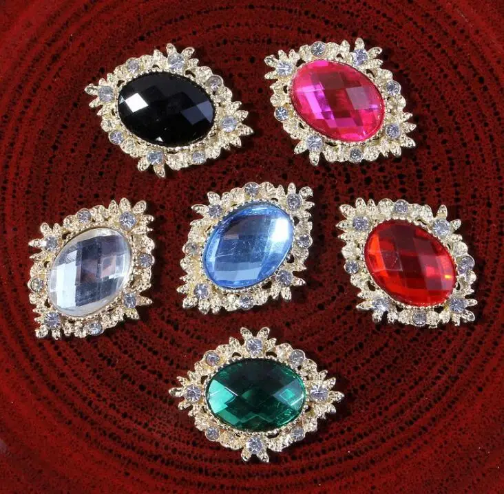 

DIY Oval metal Rhinestone button for wedding embellishment headband