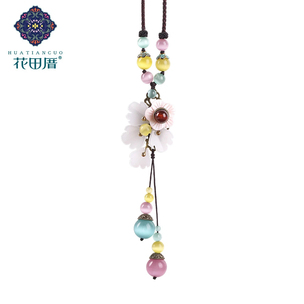 

Cute Handmade Lampwork Patel Flower Pendant Necklace for women Cute Round Glass Opal Pendant Necklace CL-17075