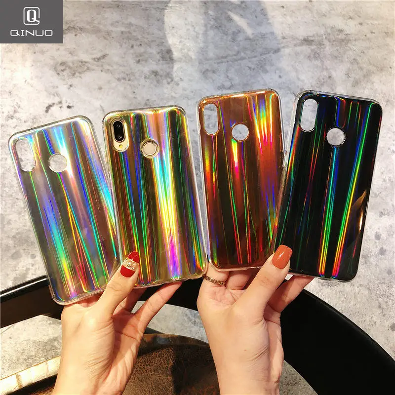 

QINUO Laser Case For Huawei honor V9 V10 Lite Pro Soft Luxury Shining Rainbow Cool Holographic Case For Huawei Mate9 10 Pro Capa