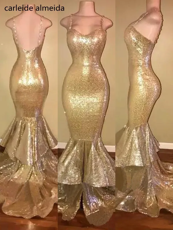 Bling блестками кружева русалка платье для выпускного вечера 2018 Vestido De Fiesta бретельках Гала jurken развертки Поезд халат De Bal Longue