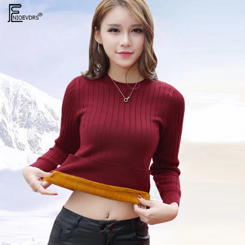

Winter Basic Pullovers Sweaters Women Fashion Long Sleeve Slim Bodysuit Velvet Warm Tops Green Black White Knitted Sweater 10628