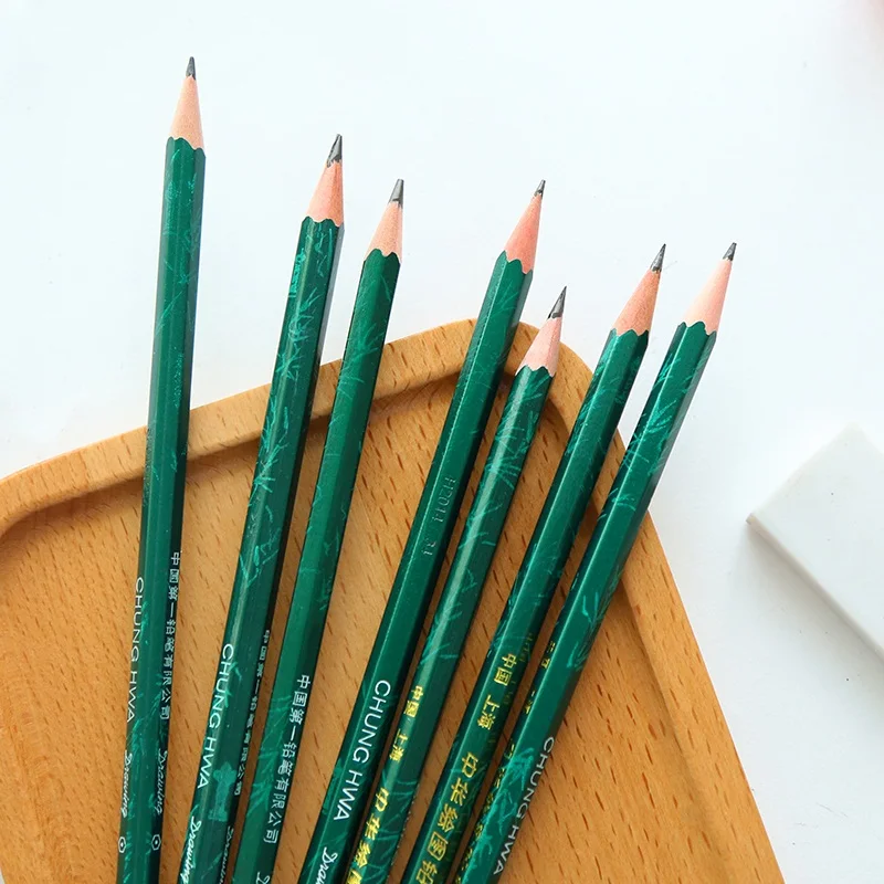 10 Pcs Set Cina Merek Chung Hwa Siswa Pensil Kayu Gambar Pensil