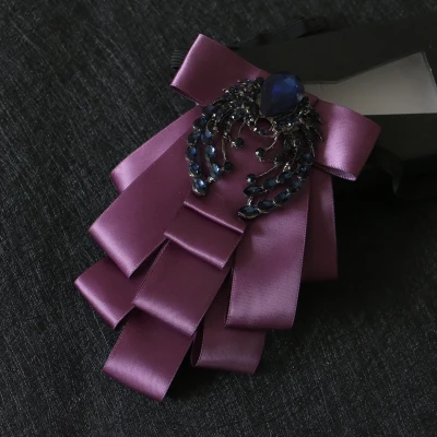 Роскошный Британский мужской галстук-бабочка галстук жениха свадебное платье Корейский мужской черный галстук-бабочка хрустальные Галстуки 6 цветов - Цвет: Purple