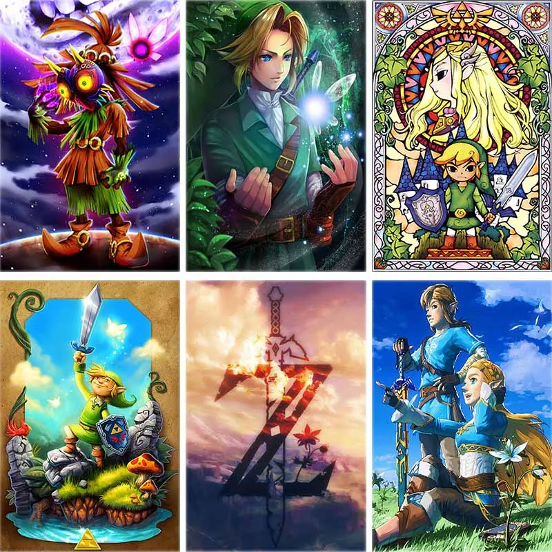 

Game Scape Daimond Painting Zelda Full Square 5d Diy Diamond Embroidery Man Girl Elf Cross-stitch Rhinestone Home Decor Gift A16