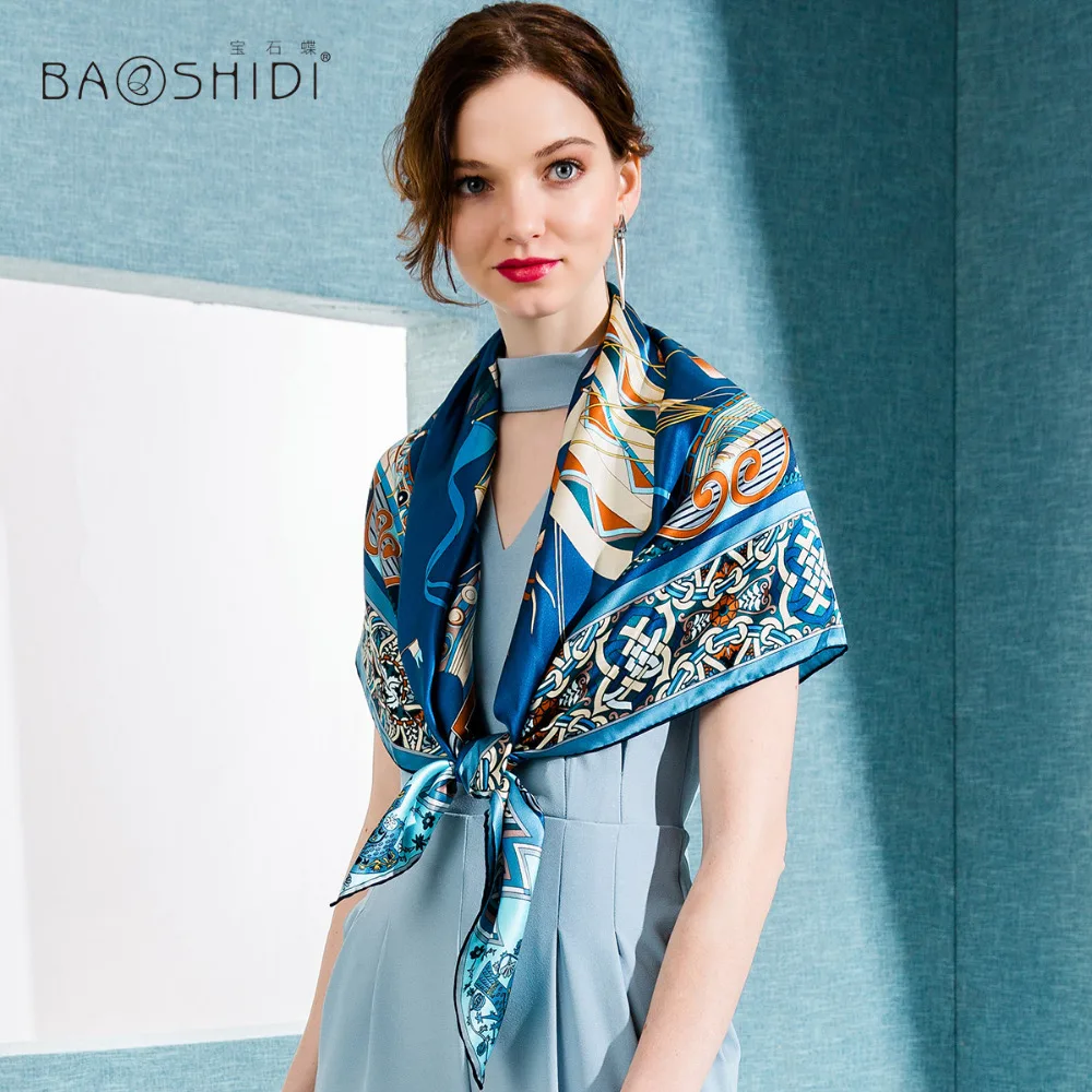 

[BAOSHIDI]100% Silk Scarf Women,2017 New Arrival,Fashion Scarf, Infinity 106*106 Square Soft Scarves,Lady Silk Shawl Hijab