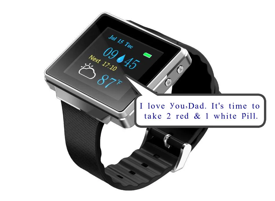 Buy 1.8" TFT Display Pill Medicine Reminding Medication Watch With 10 Alarms