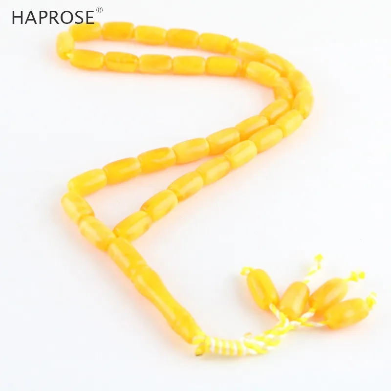 

Islam chanting yellow beads bracelet 33 beads tasbih Muslim ara beads rosary 8*14mm beads father gifts