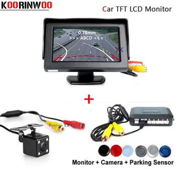 

Koorinwoo Auto Movable Parking Guide camera Car Parking Sensors Reversing Radars with Car Monitor parktronic Buzzer Detector