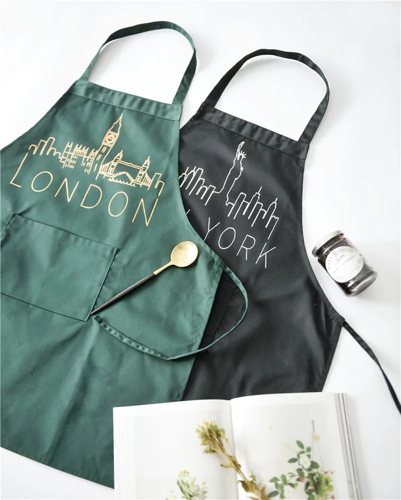 Men Women Apron Kitchen Cooking Baking Waterproof Oil-proof Apron Painting Work Clothes Hotel Coffee Shop Aprons Lengthen (9)