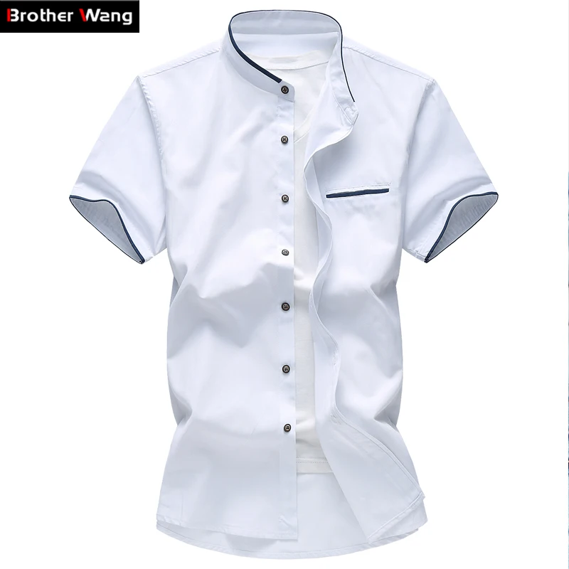 

Mens Shirt Summer Big Size Oxford Textile Business Casual Short-sleeved Shirt male 5XL 6XL 7XL Solid Color Fashion Brand Shirt