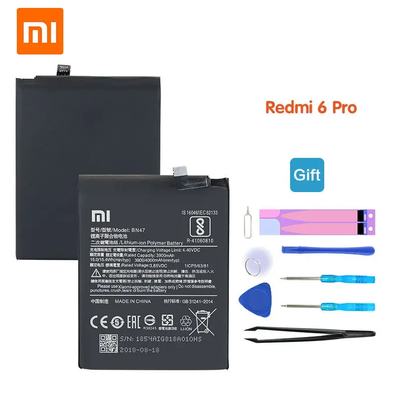 Сменный аккумулятор Xiao mi BN47 для Xiao mi Red mi 6 Pro/mi A2 Lite Емкостью 4000 мАч с бесплатными инструментами