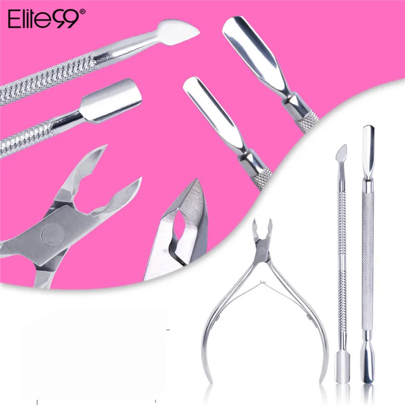 

Elite99 3pieces/lot Manicure Stainless Steel Cuticle Pusher Nippers Trimmer Nail Clipper Cutter Manicure Nail Art Tools Set