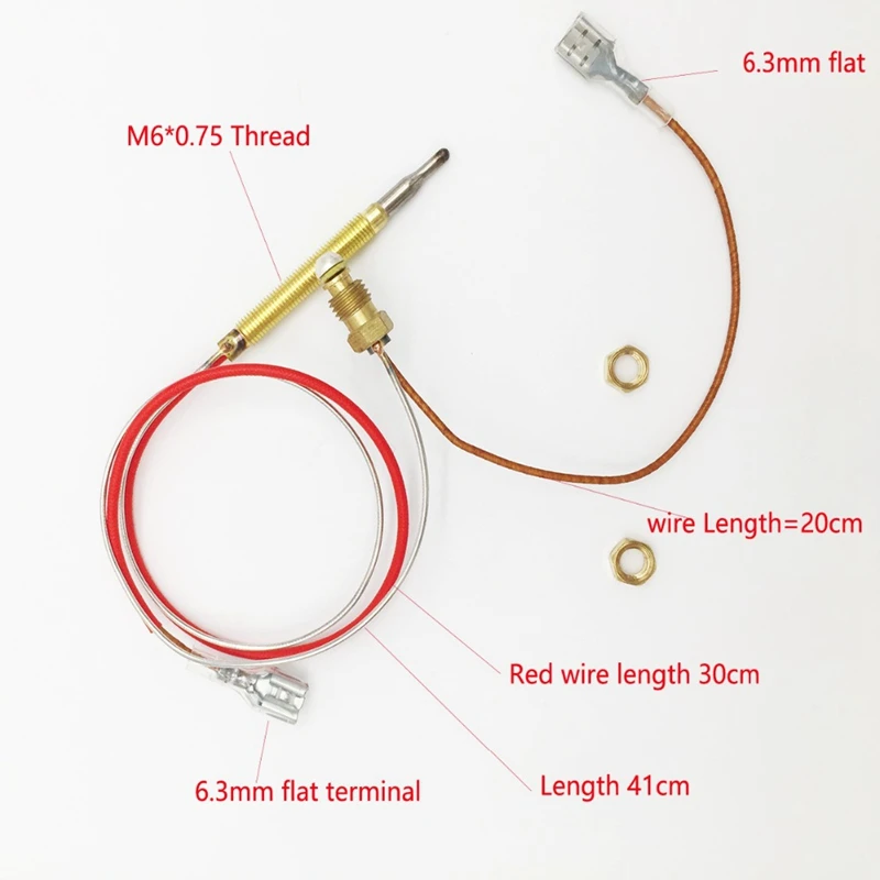 Открытый Патио Нагреватель M6x0.75 головная резьба с M8X1 концевые гайки термопары 410 мм