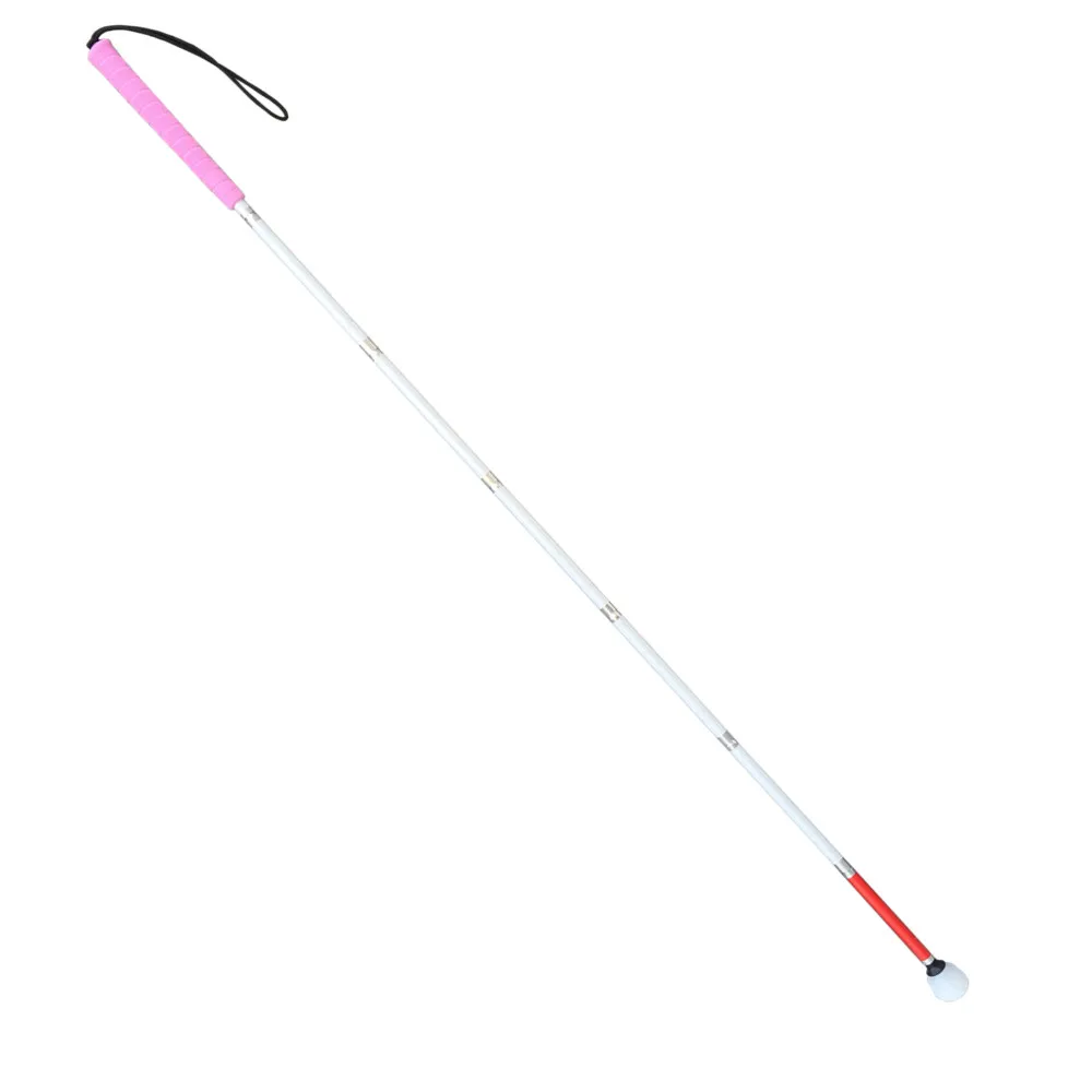 Розовый ручка. 7-раздел Алюминий белый тростниковый, 125 см-155 см, отражающий белый и красный, складные трости для слепых