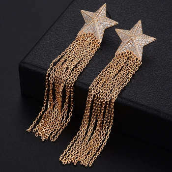 

GODKI 92mm Meter Star Tassel Drops Trendy Cubic Zirconia Women Wedding Party Engagement Dressing Up Earring Jewelry Addiction