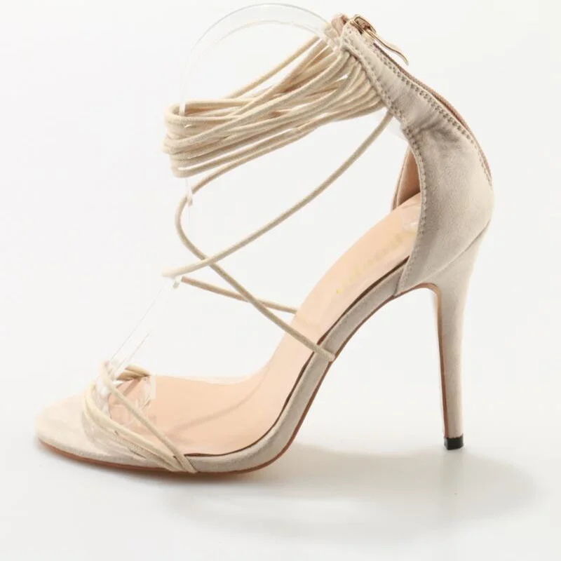 

High-Quality Stylish Woman Cover Heel Sandals Flock Stable Comfortable Zip Pointed Open Toe Shoes Sexy Summer Dress Party Shoes