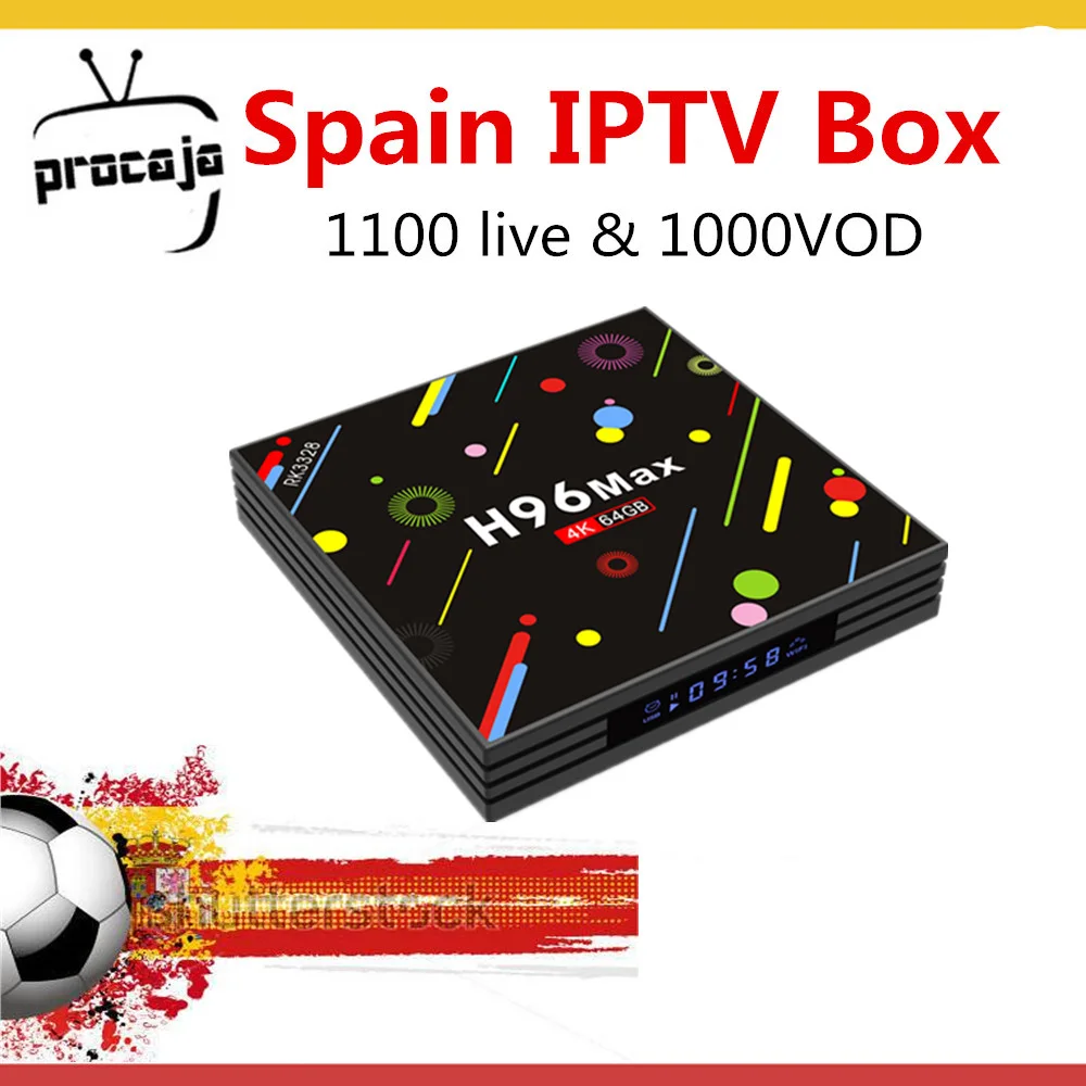 Spain IPTV Box H96 MAX RK3328 4G/32G 4G/64G android 7.1 tv box qhdtv