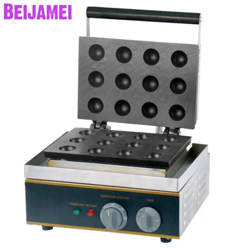 

BEIJAMEI Lower Price Electric Small 12 Holes Crisp Balls Machine 110v 220v Commercial Grid Ball Shape Waffle Making Machine
