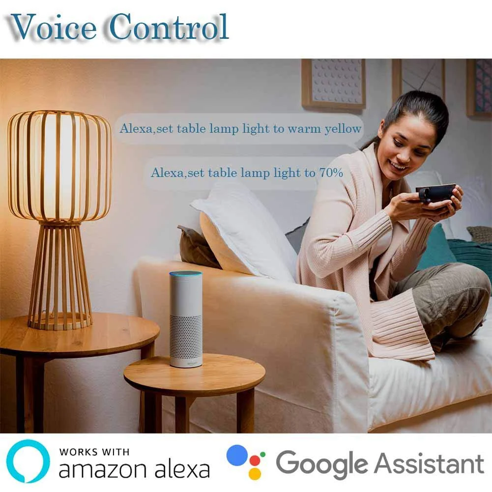Умная лампа для дома, совместимый для Alexa и Google, 5 W Dimmable, Wi-Fi GU10 RGBW, Управление на смартфон планшет, цвет светло