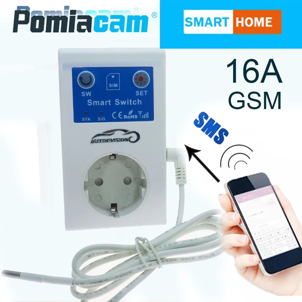 SC1 16A GSM Socket EU Power Outlet Switch Remote Home Control Garage Door Gate Opener SMS Temperature Control powerdown remind SC1 16A GSM Socket EU Power Outlet Switch Remote Home Control Garage Door Gate Opener SMS Temperature Control powerdown remind