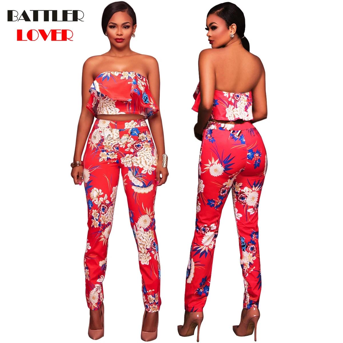 2018 women two piece outfits women set two piece set summer for womens womens tracksuit chandal mujer completo Strapless + Pant