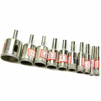 

10PCS 6-30mm Diamond Coated Core Hole Saw Drill Bits Tool Cutter silver saw drill bits For Tiles Marble Glass Granite Drilling