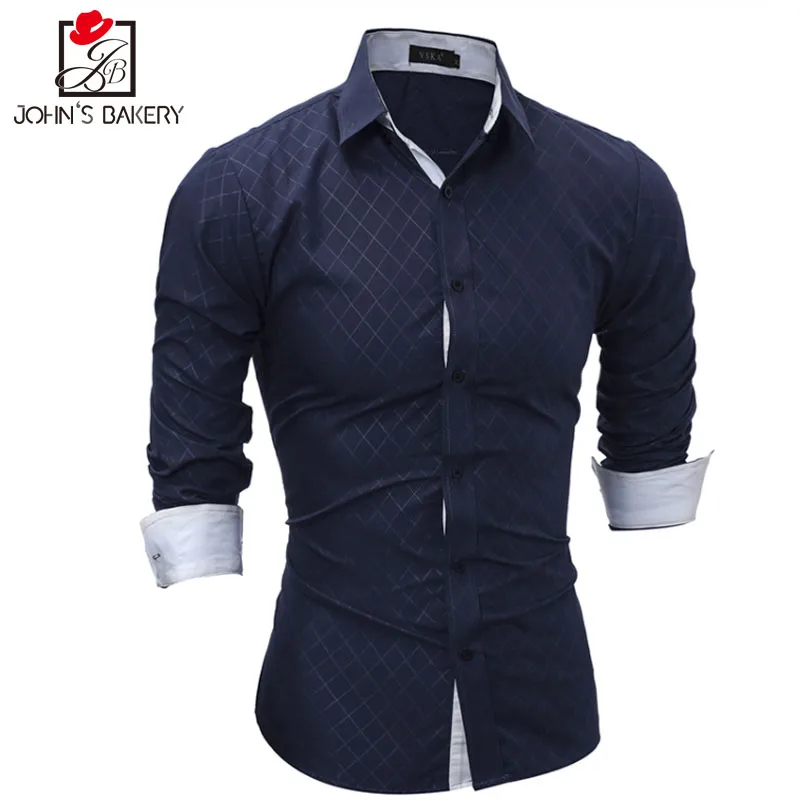 Новые осенние модные брендовые Для мужчин одежда Slim Fit рубашка с длинными