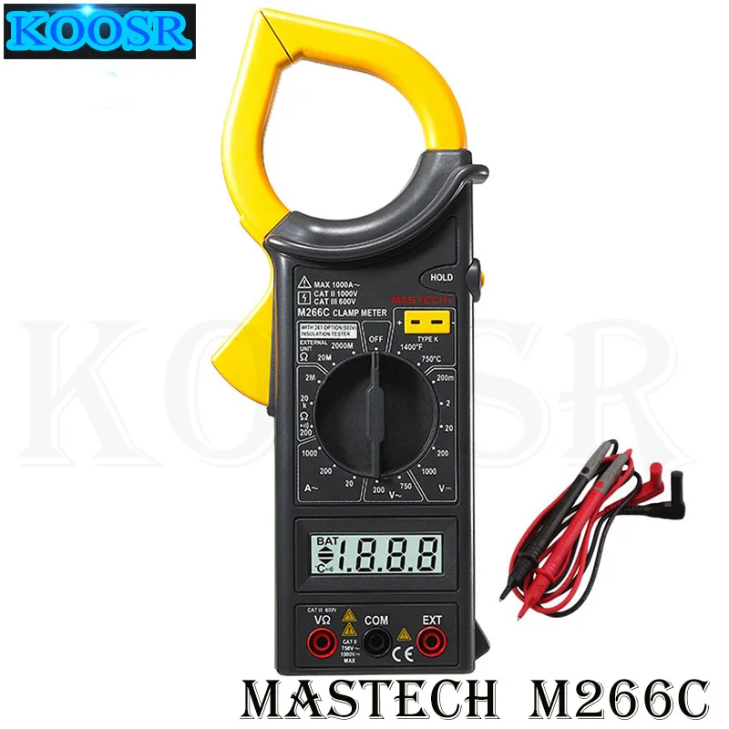 MASTECH M266C цифровой клещи Вольтметр Омметр переменного тока напряжение сопротивление тока Temp тестер детектор с диодным мультиметром