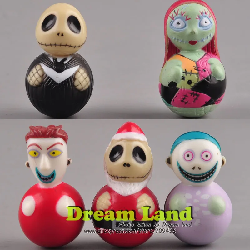 5 pcs The Nightmare Before Christmas Mini Figures Set Loose roly poly toy Loosein Action & Toy