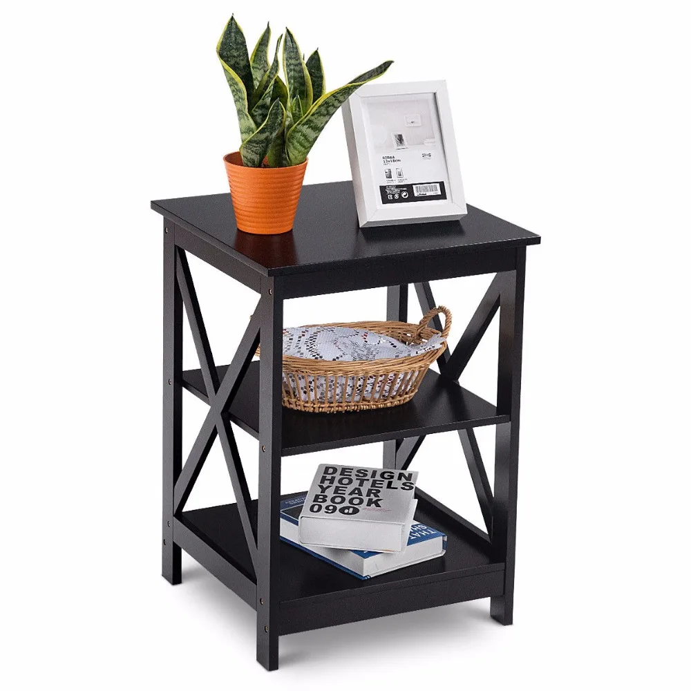Giantex 3-Tier Nightstand End Table Storage Display Shelf Living Room Furni White New Home Furniture HW58944