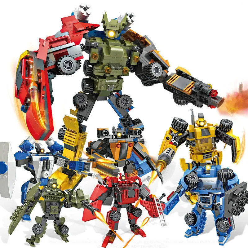 

Boys transformable robot figures early education building block toys birthday gifts