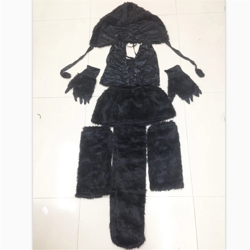 2018 последние Black velvet животных Костюм Footed взрослый Furry с хвостом Сексуальная