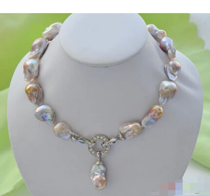 

Free shipping@@@@@ P3935 Rare 18" 23mm lavender baroque keshi Reborn necklace pendant