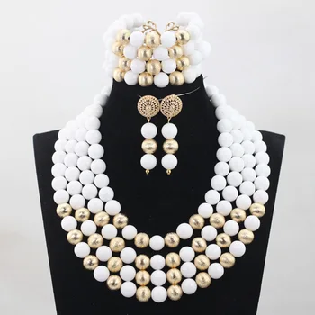 

white Fashional African Costume Jewelry Set Hot Selling Bridal Jewelry Sets QW809