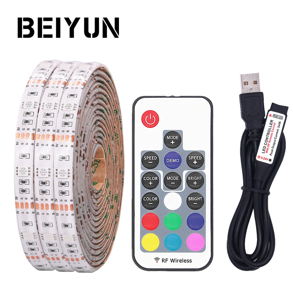 RGB Светодиодная лента Водонепроницаемая 5050 DC 5V USB светодиодные полосы гибкое