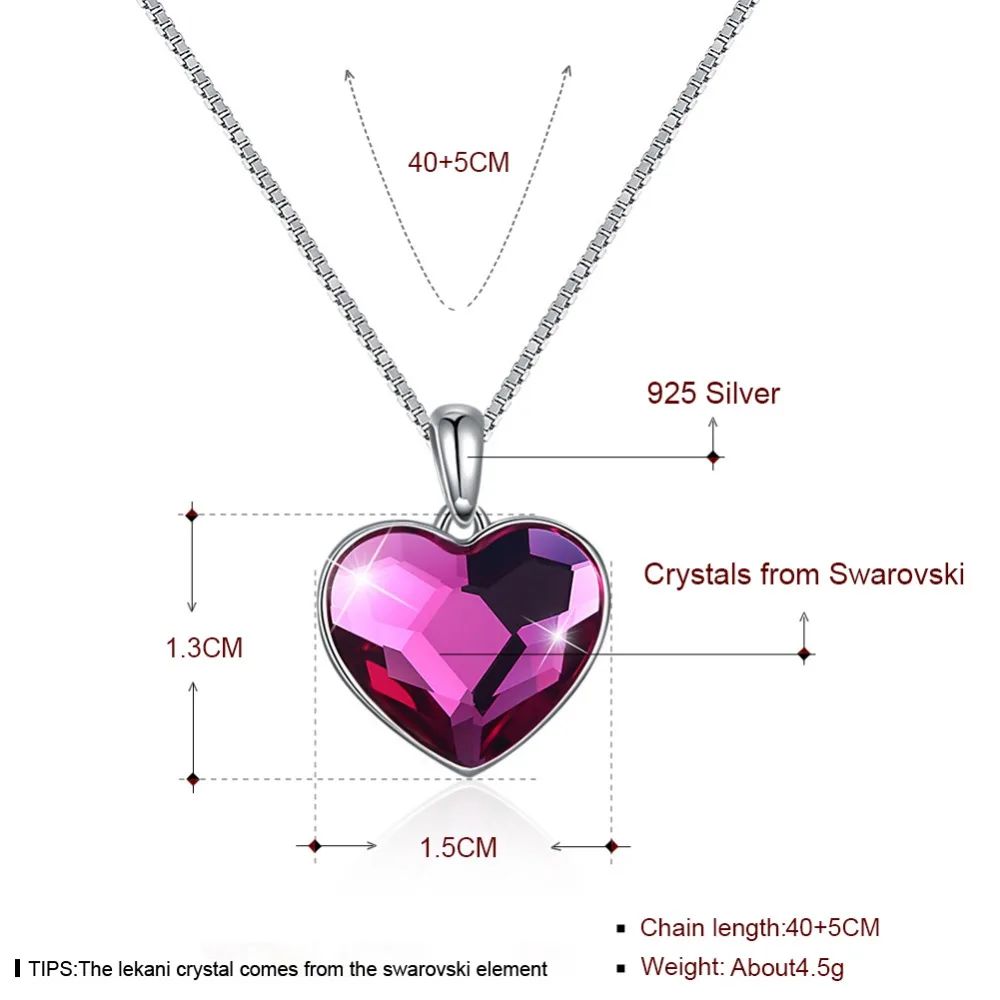 Кулоны в виде кубического сердца, ожерелья с кристаллами Swarovski, с 925 пробы, серебряные, для женщин, свадебные, обручальные ювелирные изделия, подарки