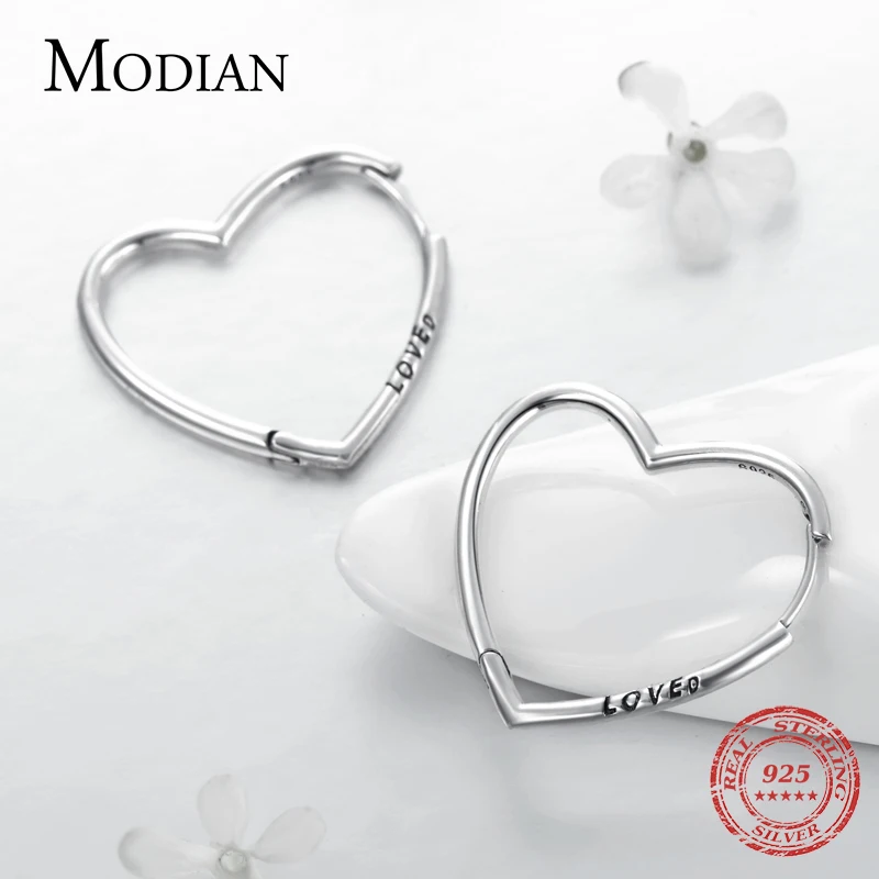 Modian новая распродажа 100% 925 стерлингового серебра с принтом сердце Любовь