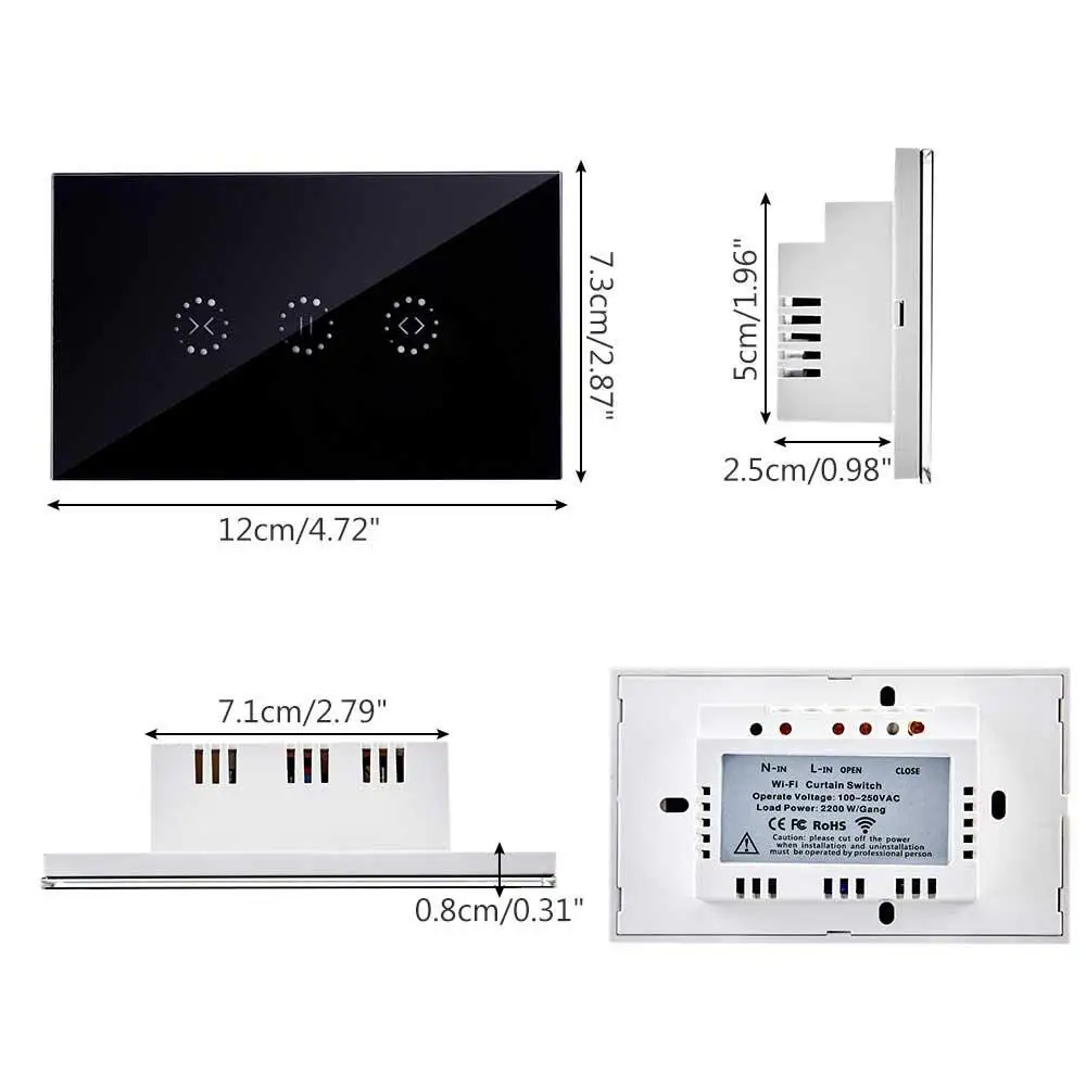 Wi-Fi Smart Curtain Switch work with Alexa/Google Home Remote Control Suitable for Garage Doors Electric Doors Rolling Shutters