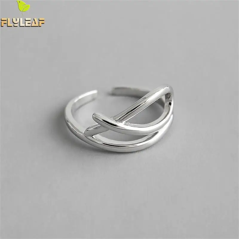 

Flyleaf Ins Simple Hollow Line Fish Real 925 Sterling Silver Rings For Women Fine Jewelry Open Ring High Quality Personalized