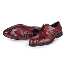 Crocodile grain black / wine red mens dress shoes wedding shoes genuine leather oxfords office shoes mens business shoes